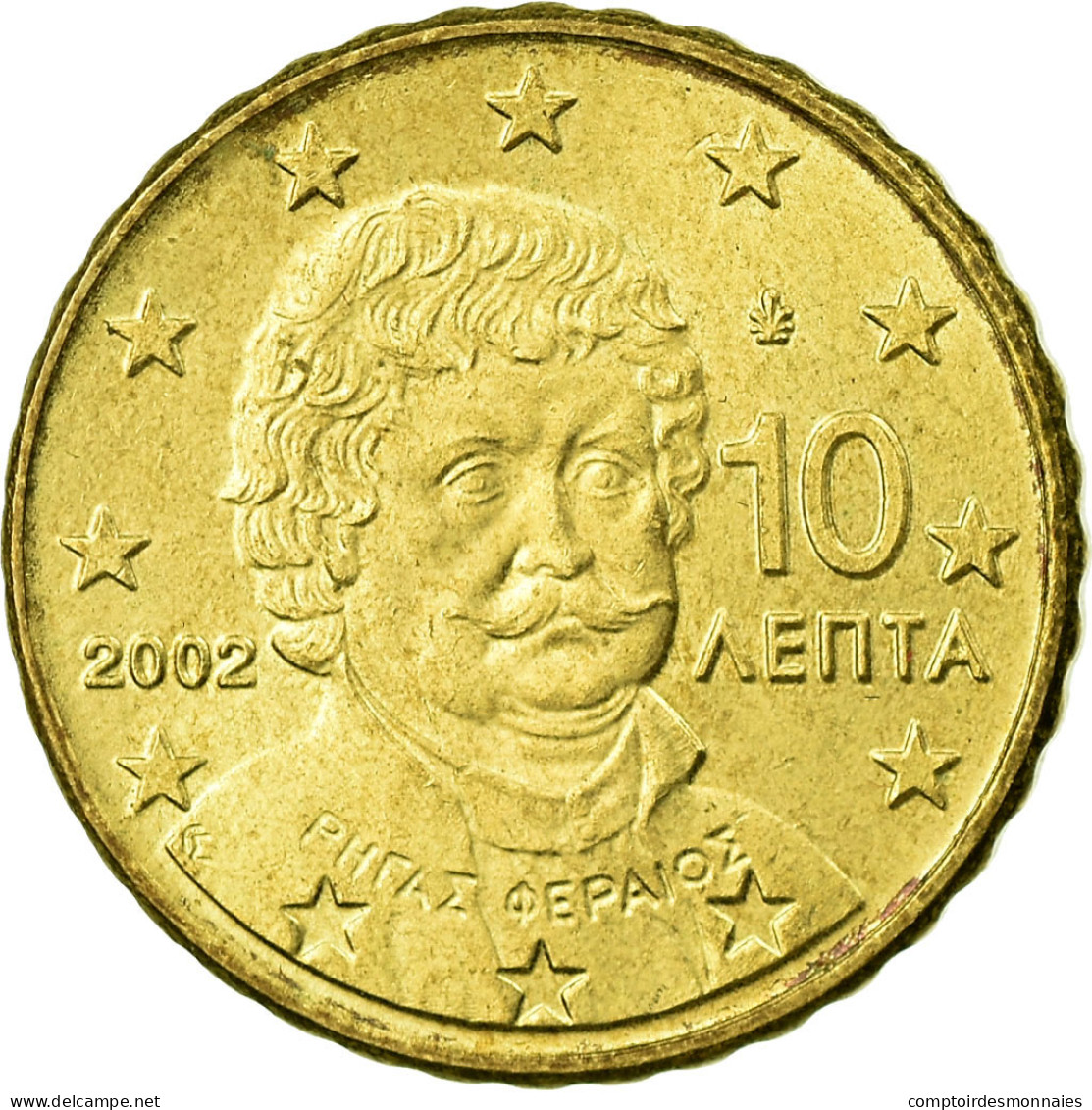 Grèce, 10 Euro Cent, 2002, SUP, Laiton, KM:184 - Grèce