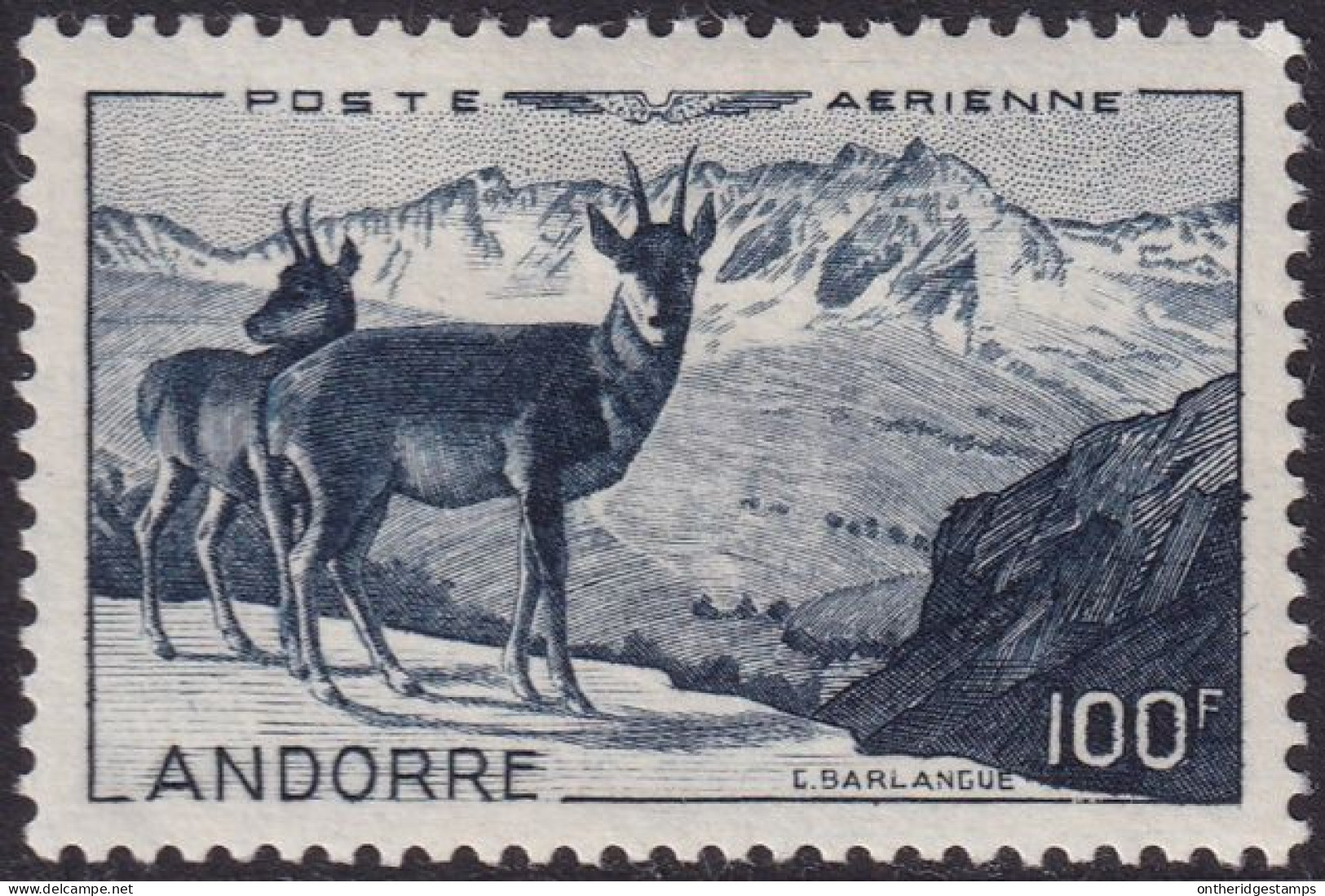 Andorra French 1950 Sc C1 Andorre Yt PA1 Air Post MH* - Luchtpost