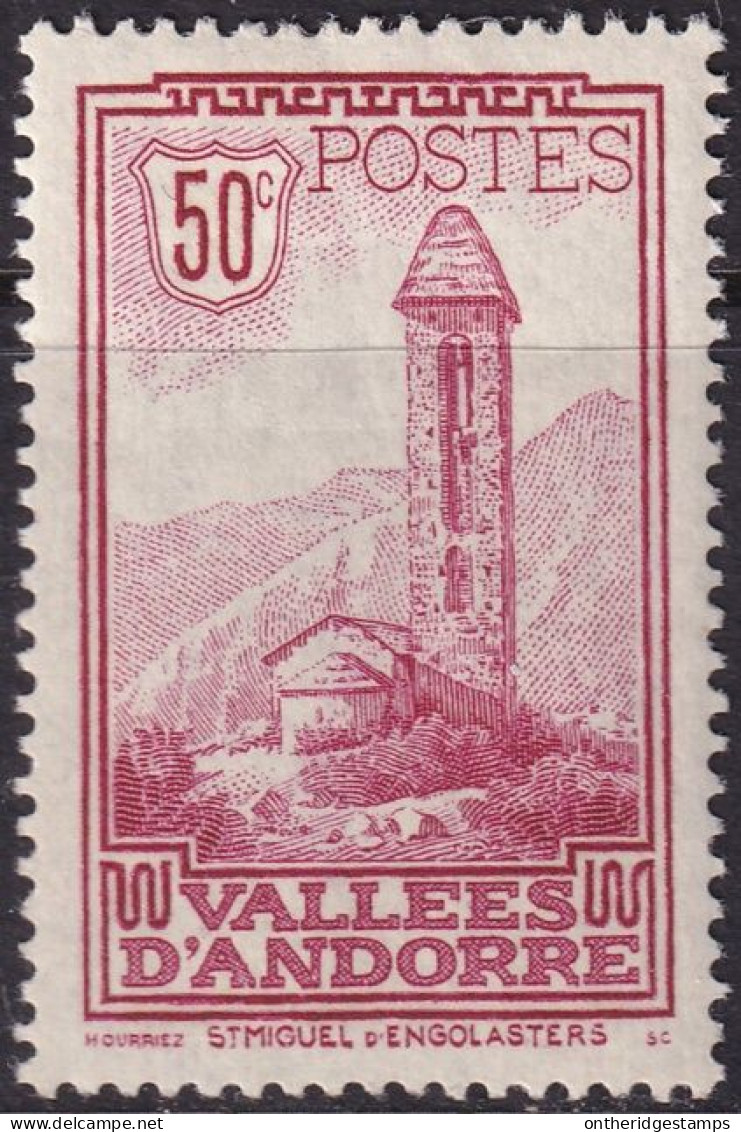 Andorra French 1932 Sc 37 Andorre Yt 35 MH* - Neufs