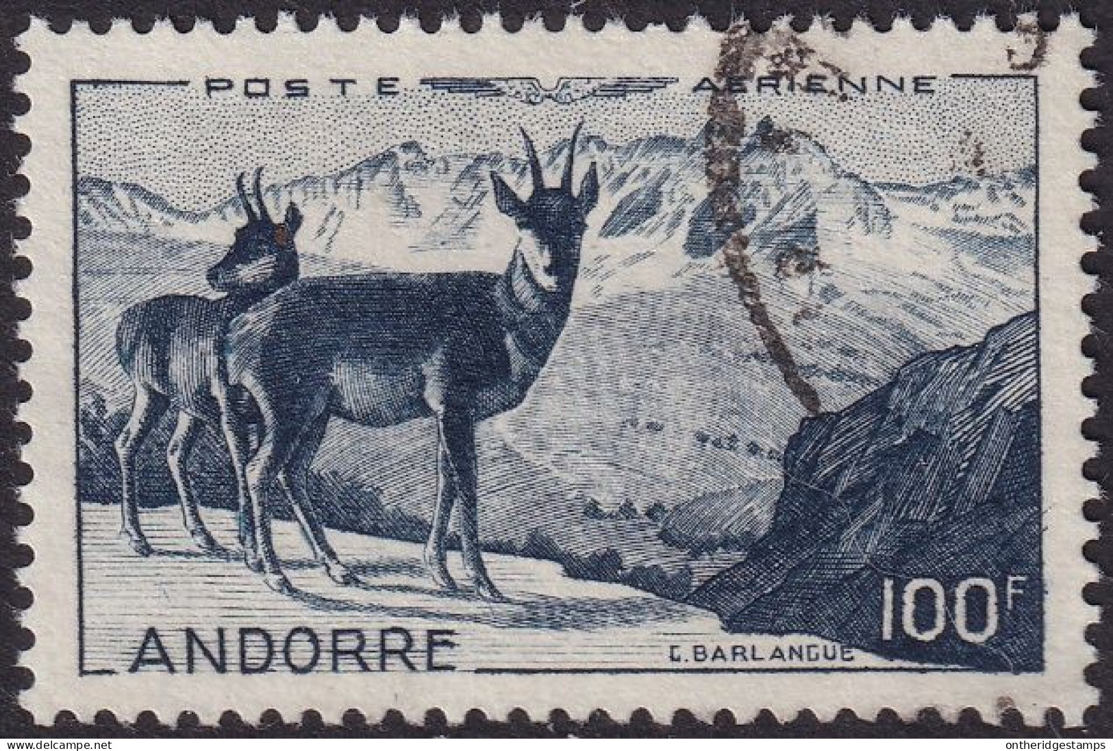 Andorra French 1950 Sc C1 Andorre Yt PA1 Air Post Used - Luchtpost