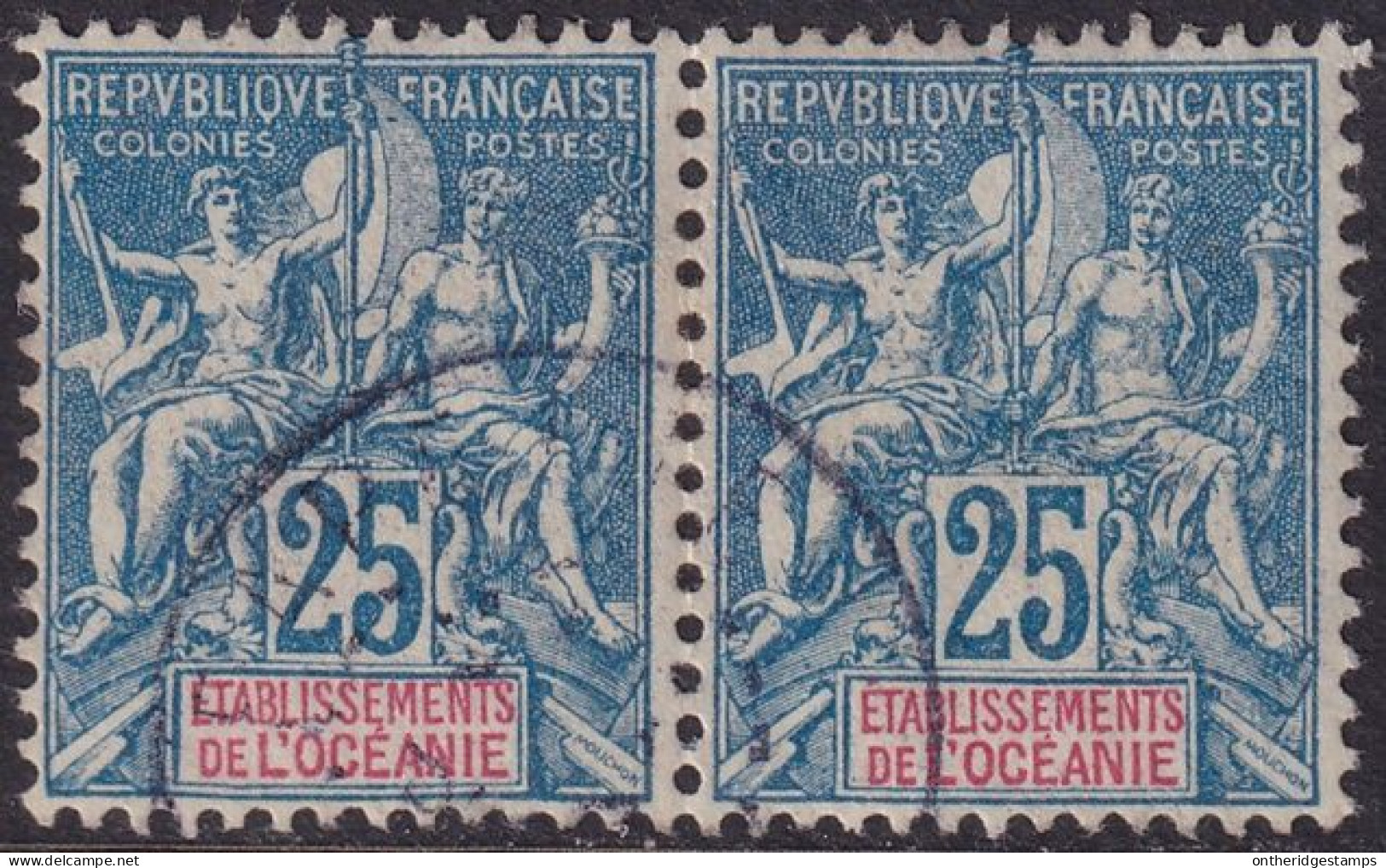 French Polynesia 1900 Sc 12 Oceanie Yt 17 Pair Used - Used Stamps