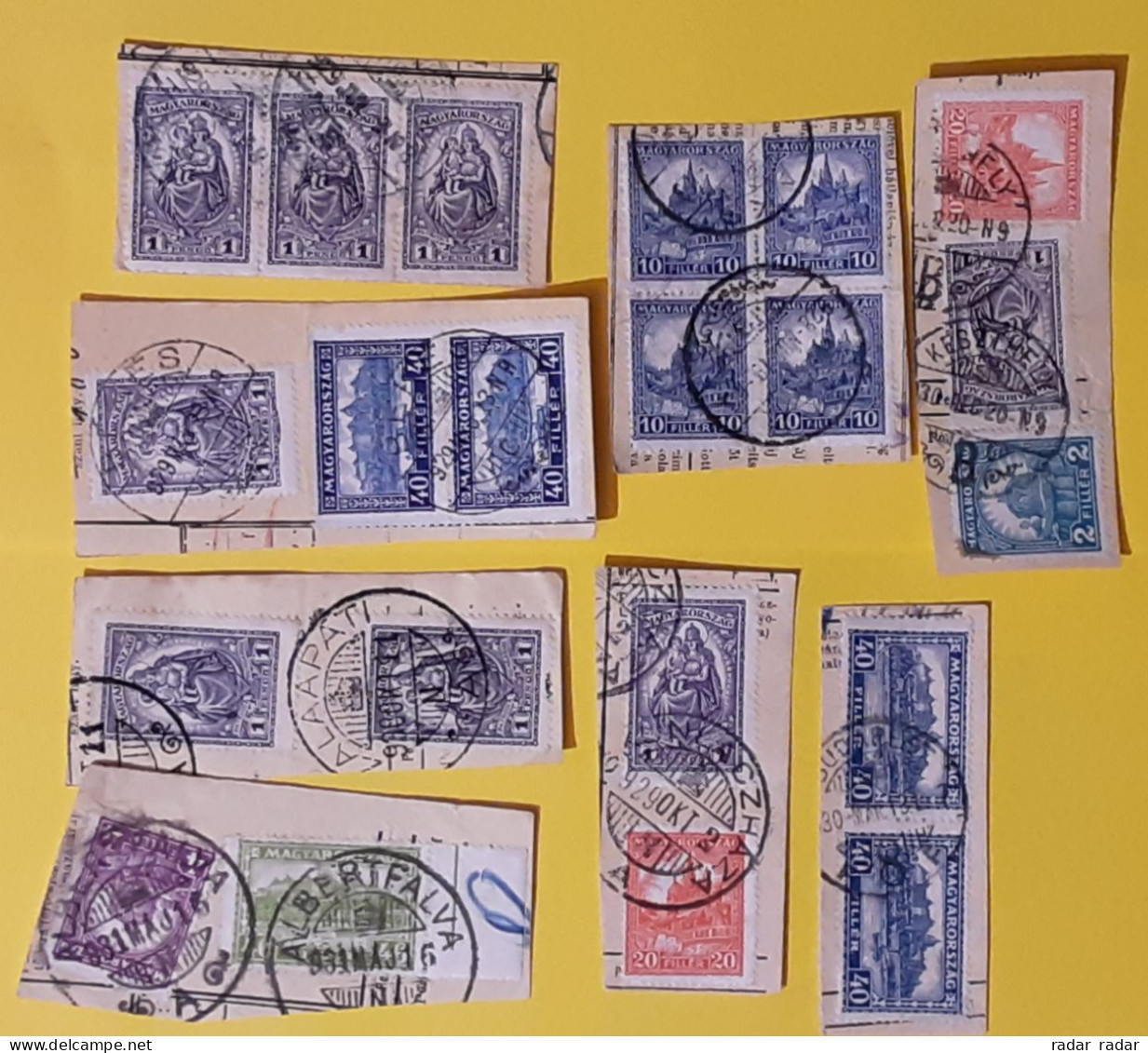 Hungary Selection Of Used Stamps On Paper Postmark Interest Madonna Albertfalva Zalakarpati - Oblitérés