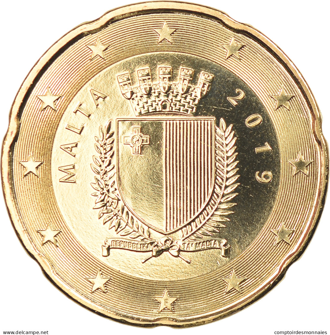 Malte, 20 Euro Cent, 2019, FDC, Laiton, KM:New - Malte