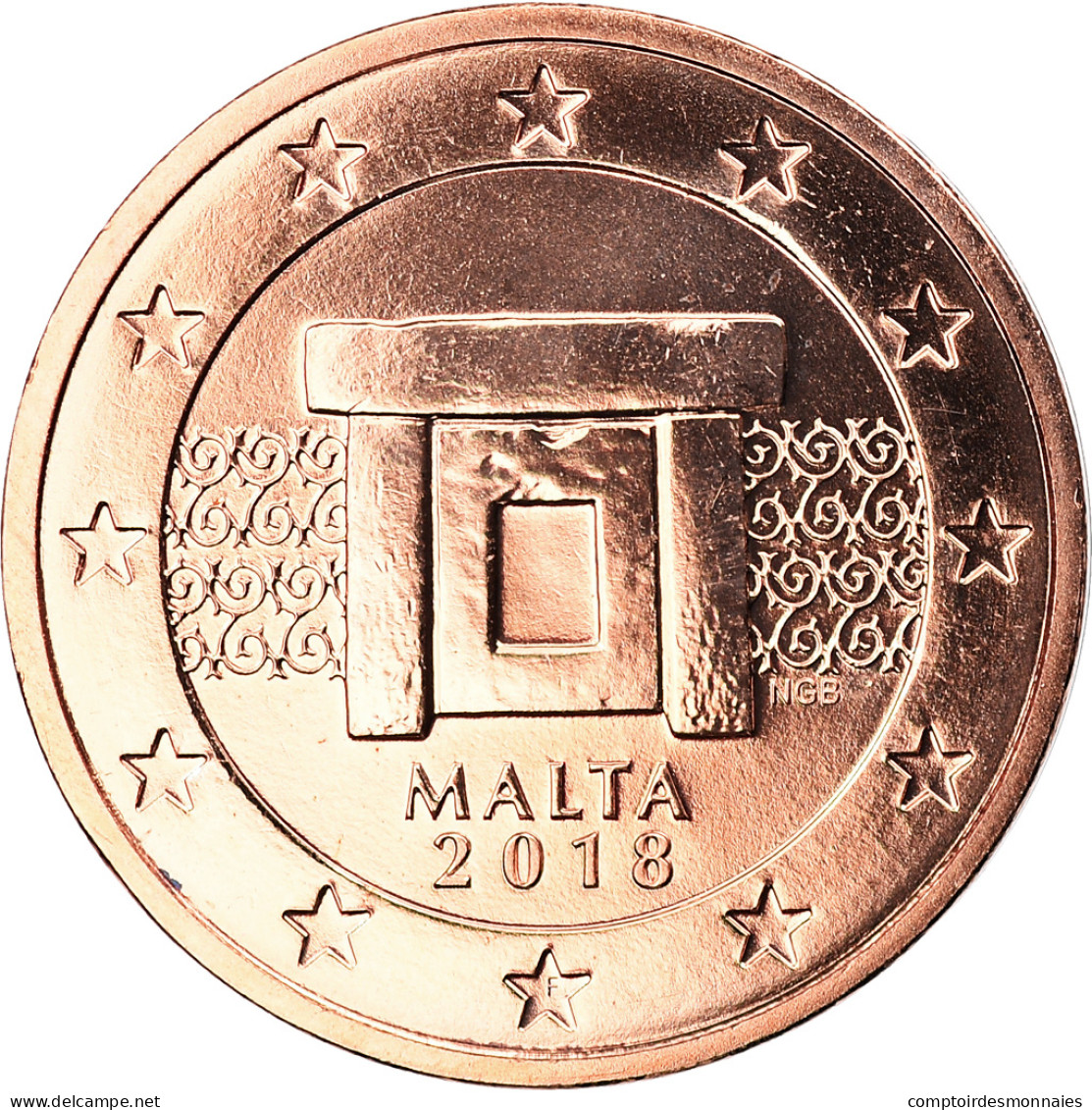 Malte, 2 Euro Cent, 2018, FDC, Copper Plated Steel, KM:New - Malta