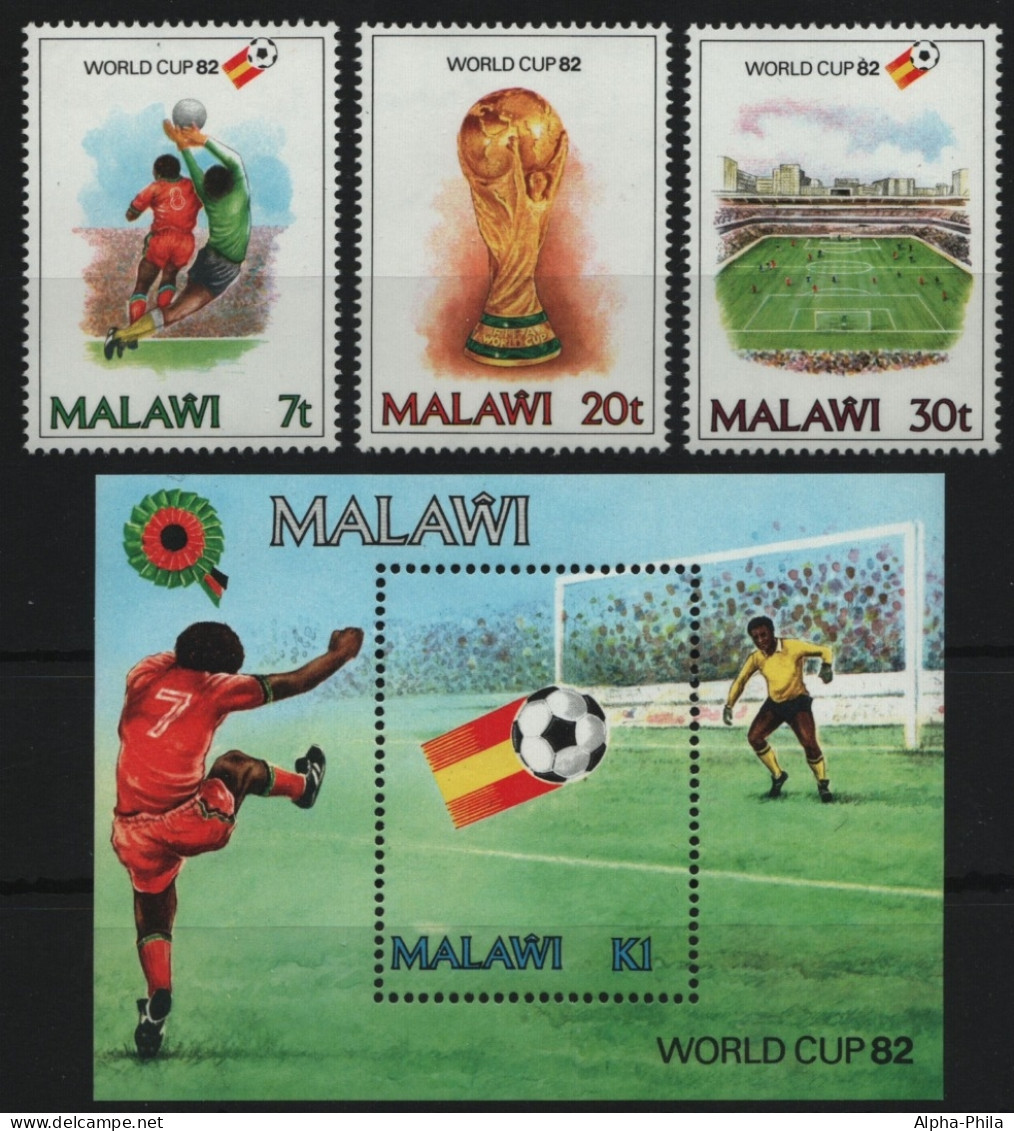 Malawi 1982 - Mi-Nr. 380-382 & Block 60 ** - MNH - Fussball / Soccer - Malawi (1964-...)