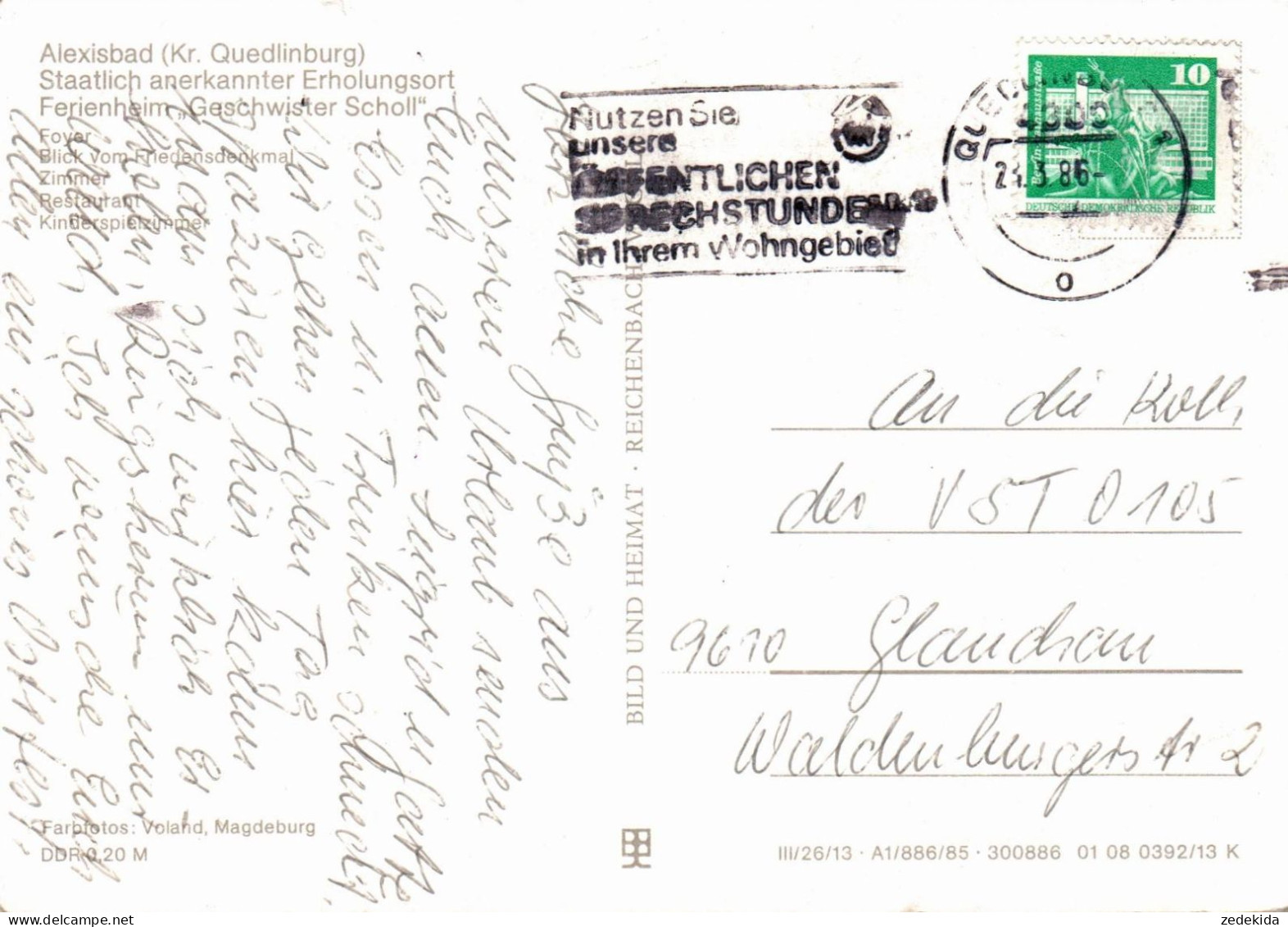 G8656 - Alexisbad Ferienheim Geschwister Scholl - Verlag Bild Und Heimat Reichenbach - Quedlinburg