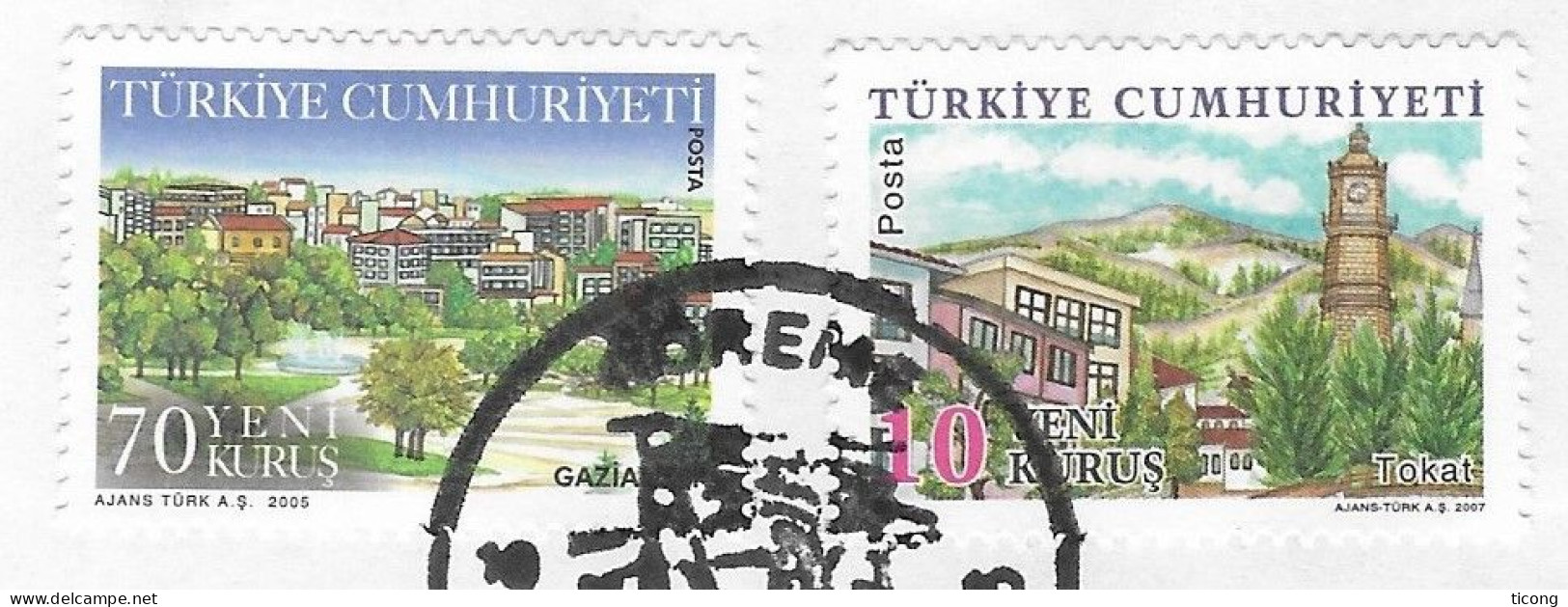 TURQUIE 2007, LETTRE POUR LA FRANCE - AFFRANCHISSEMENT VILLES DE GAZIANTEP ET TOKAT - VOIR LES SCANNERS - Cartas & Documentos