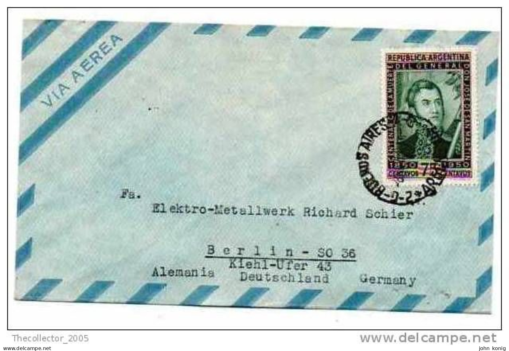 Lettera Busta Argentina-Argentinien Letter- Cover - Briefe- Posta Aerea Anni '50 (of '50s)-Air Mail-to Germany-Berlin - Luftpost