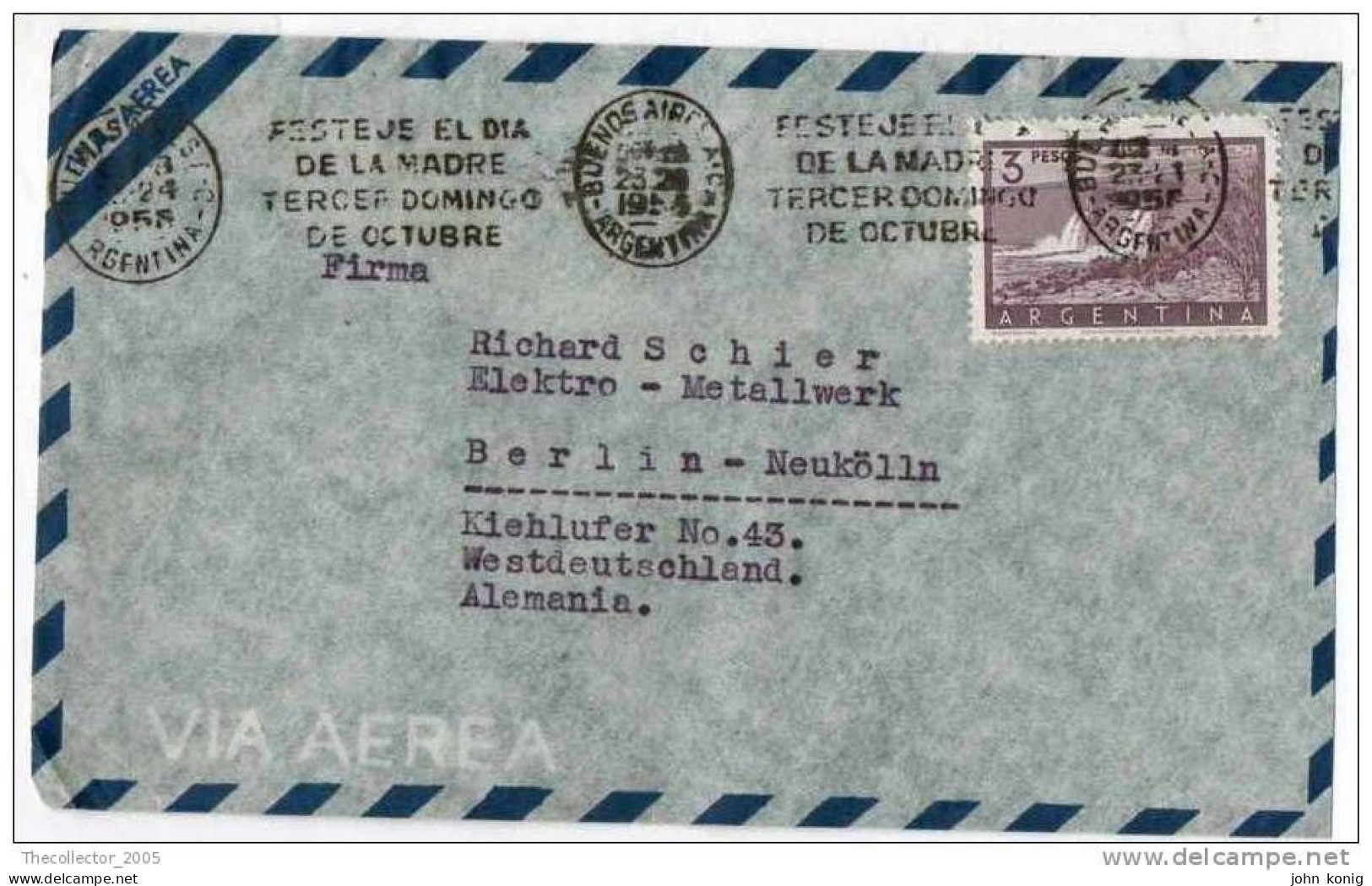 Lettera Busta Argentina-Argentinien Letter- Cover - Briefe- Posta Aerea Anni '50 (of '50s)-Air Mail-to Germany-Berlin - Luchtpost