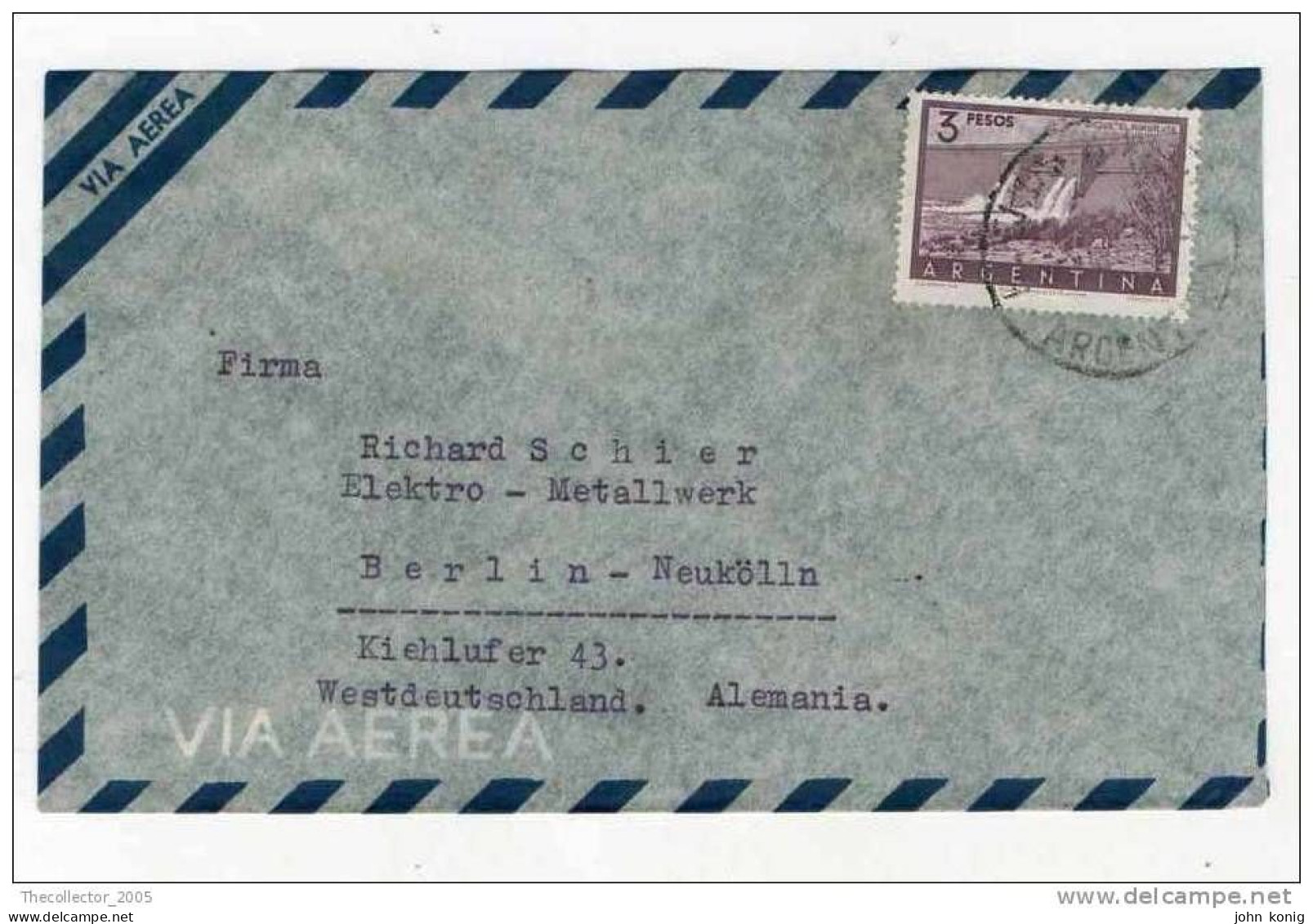 Lettera Busta Argentina-Argentinien Letter- Cover - Briefe- Posta Aerea Anni '50 (of '50s)-Air Mail-to Germany-Berlin - Poste Aérienne