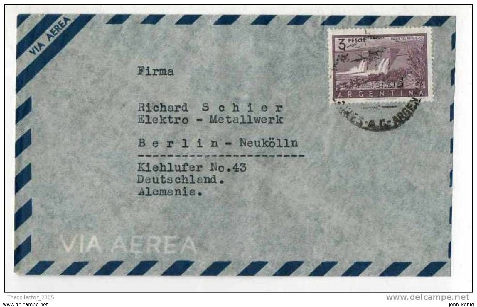 Lettera Busta Argentina-Argentinien Letter- Cover - Briefe- Posta Aerea Anni '50 (of '50s)-Air Mail-to Germany-Berlin - Luchtpost