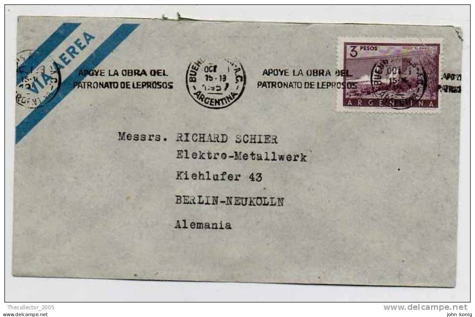 Lettera Busta Argentina-Argentinien Letter- Cover - Briefe- Posta Aerea Anni '50 (of '50s)-Air Mail-to Germany-Berlin - Luftpost