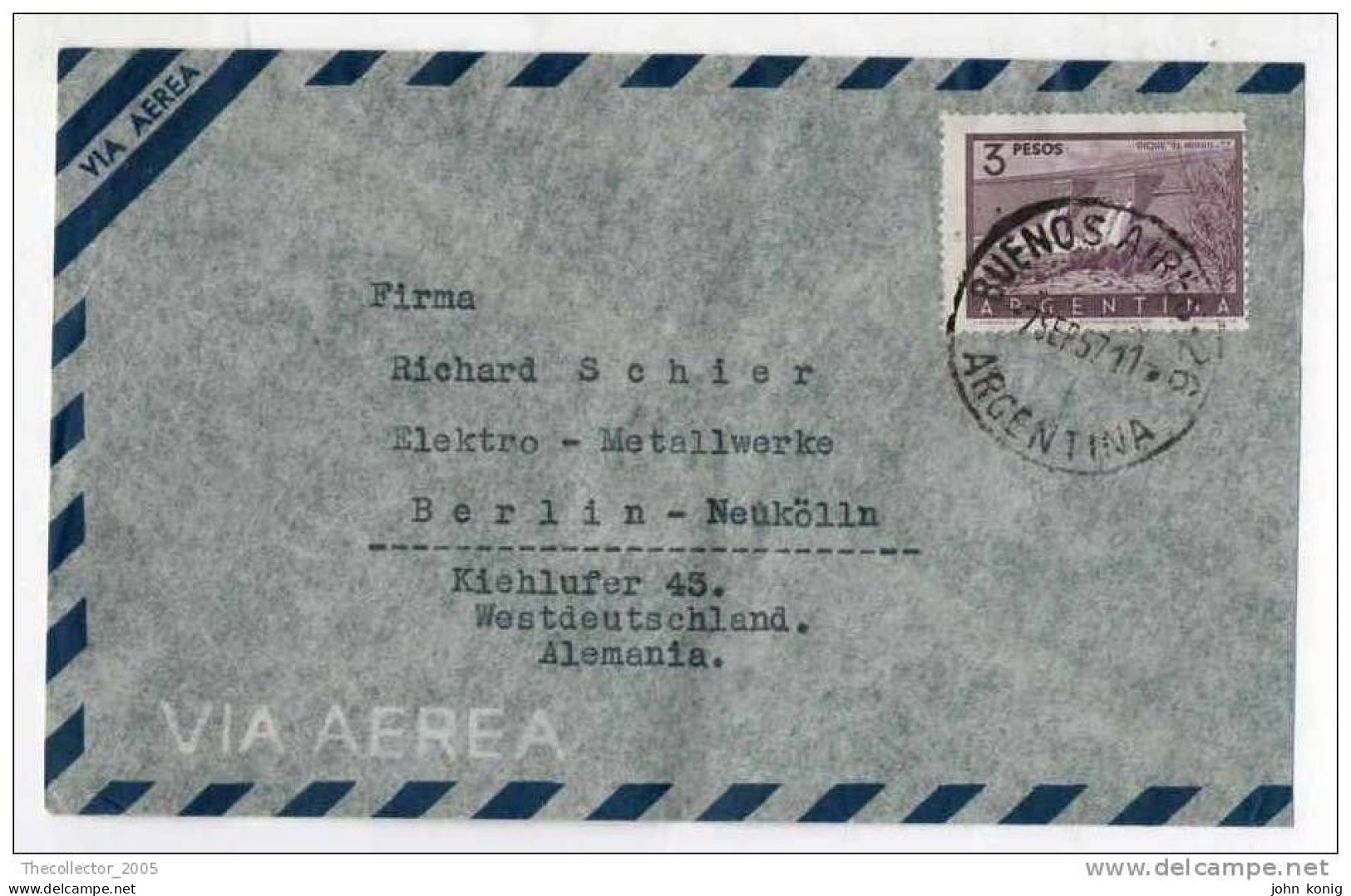 Lettera Busta Argentina-Argentinien Letter- Cover - Briefe- Posta Aerea Anni '50 (of '50s)-Air Mail-to Germany-Berlin - Posta Aerea