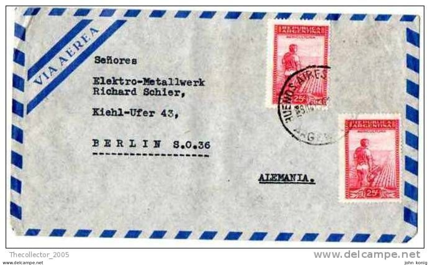 Lettera Busta Argentina-Argentinien Letter- Cover - Briefe- Posta Aerea Anni '50 (of '50s)-Air Mail-to Germany-Berlin - Poste Aérienne