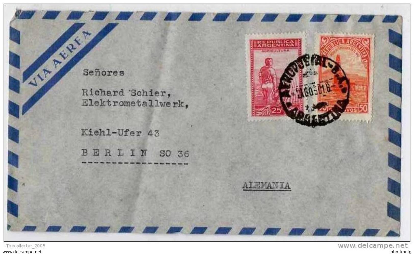 Lettera Busta Argentina-Argentinien Letter- Cover - Briefe- Posta Aerea Anni '50 (of '50s)-Air Mail-to Germany-Berlin - Luftpost