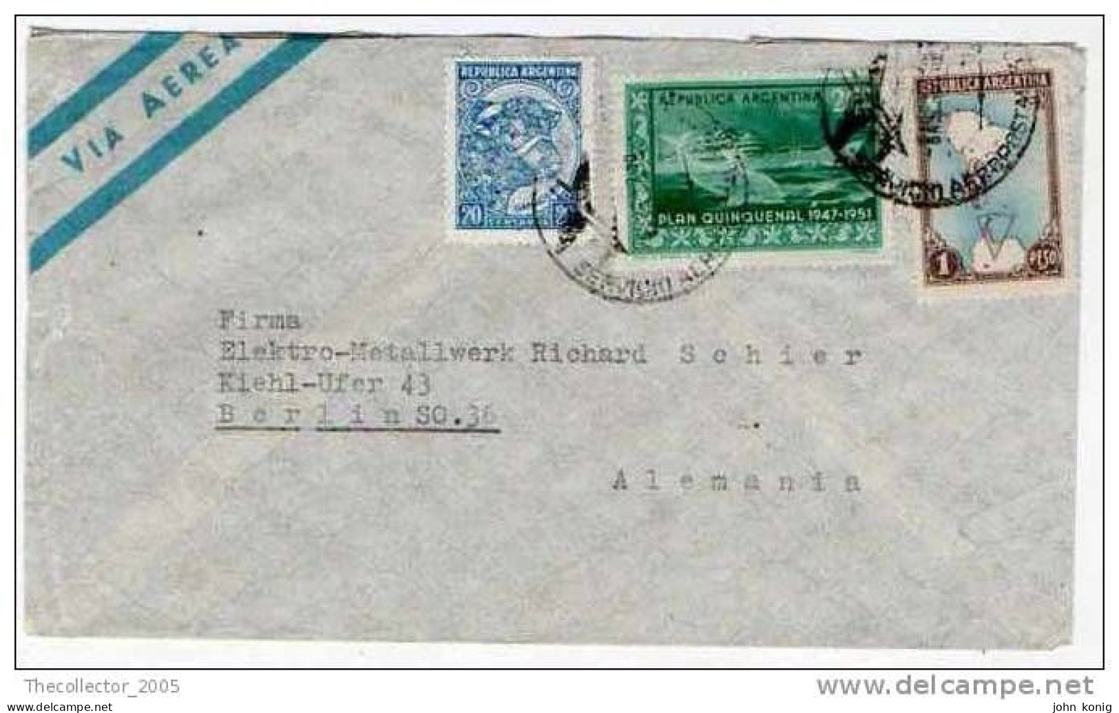 Lettera Busta Argentina-Argentinien Letter- Cover - Briefe- Posta Aerea Anni '50 (of '50s)-Air Mail-to Germany-Berlin - Posta Aerea