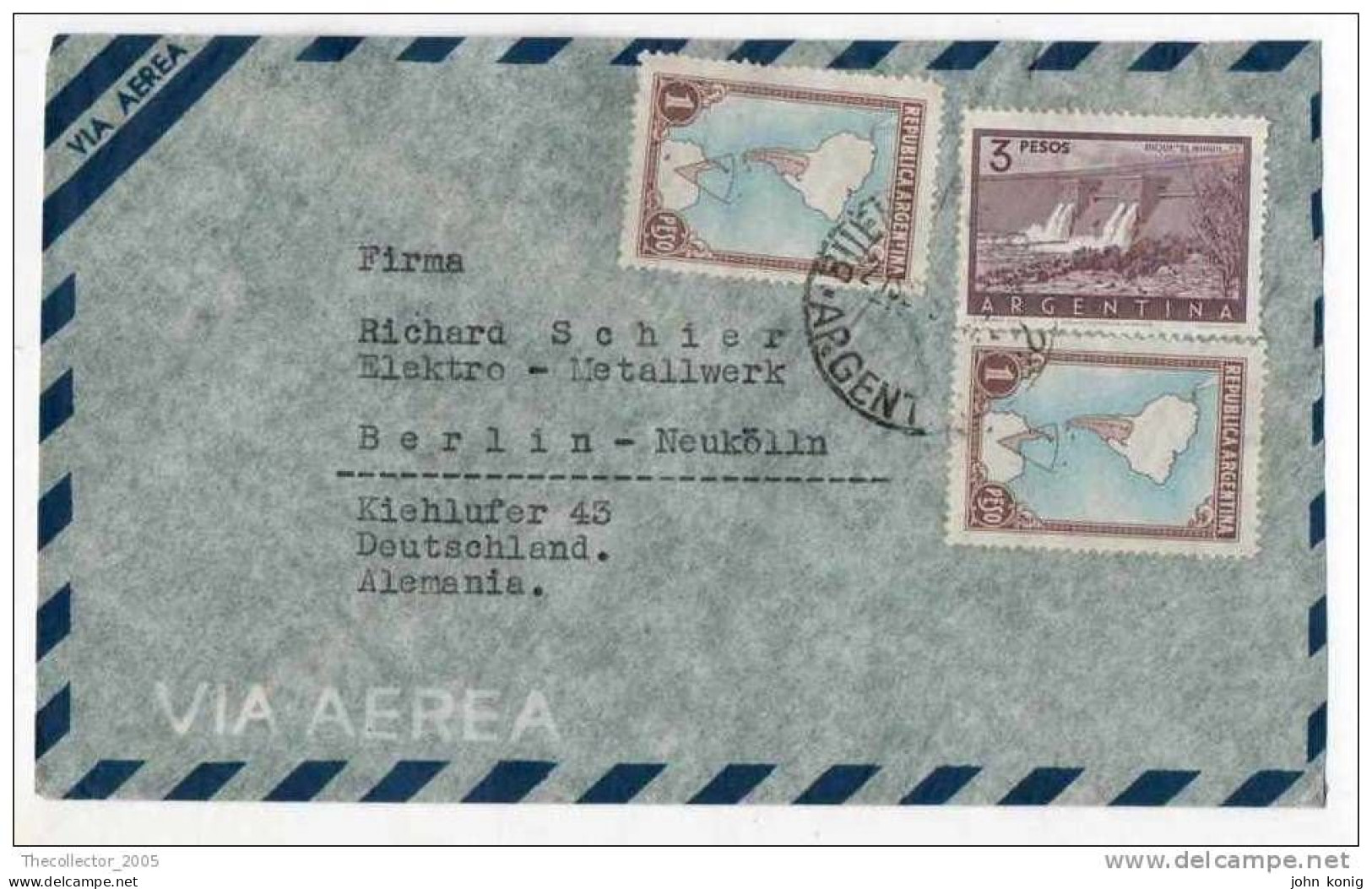 Lettera Busta Argentina-Argentinien Letter- Cover - Briefe- Posta Aerea Anni '50 (of '50s)-Air Mail-to Germany-Berlin - Poste Aérienne