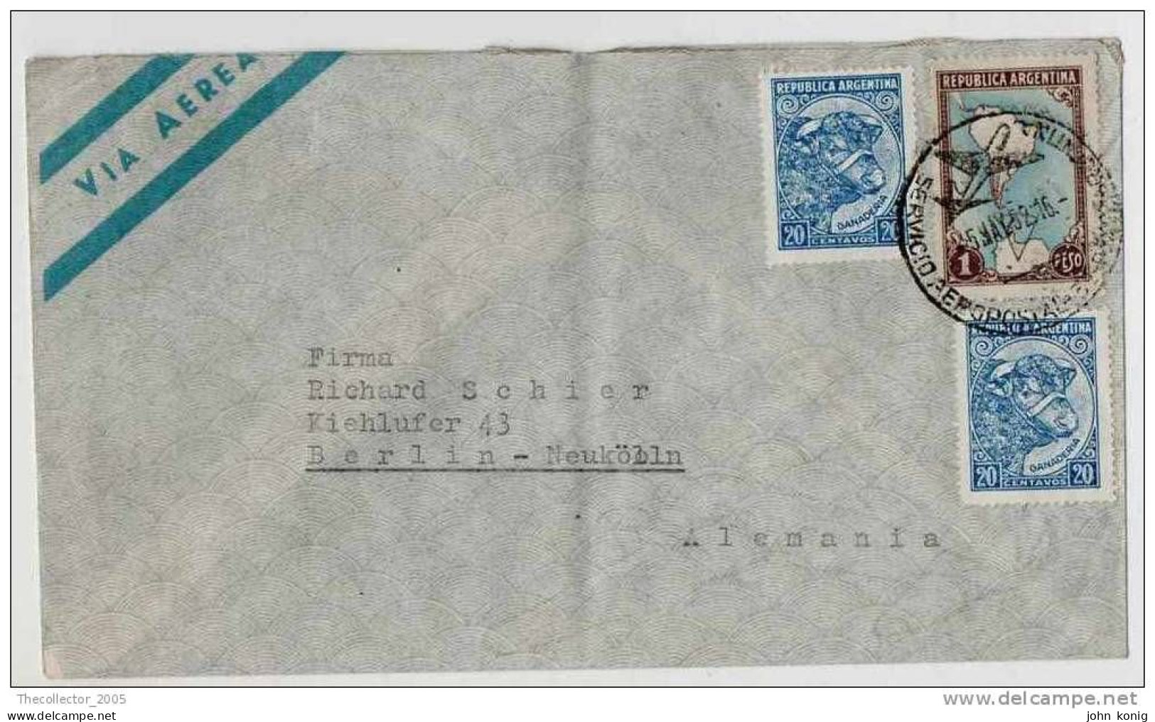 Lettera Busta Argentina-Argentinien Letter- Cover - Briefe- Posta Aerea Anni '50 (of '50s)-Air Mail-to Germany-Berlin - Luftpost