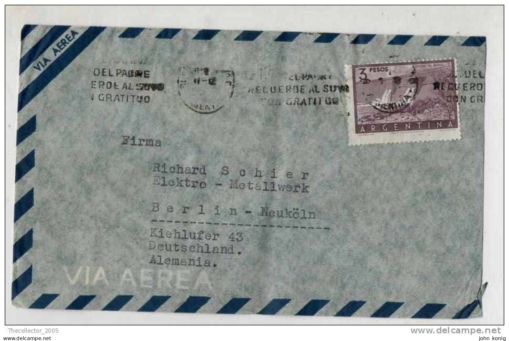 Lettera Busta Argentina-Argentinien Letter- Cover - Briefe- Posta Aerea Anni '50 (of '50s)-Air Mail-to Germany-Berlin - Posta Aerea