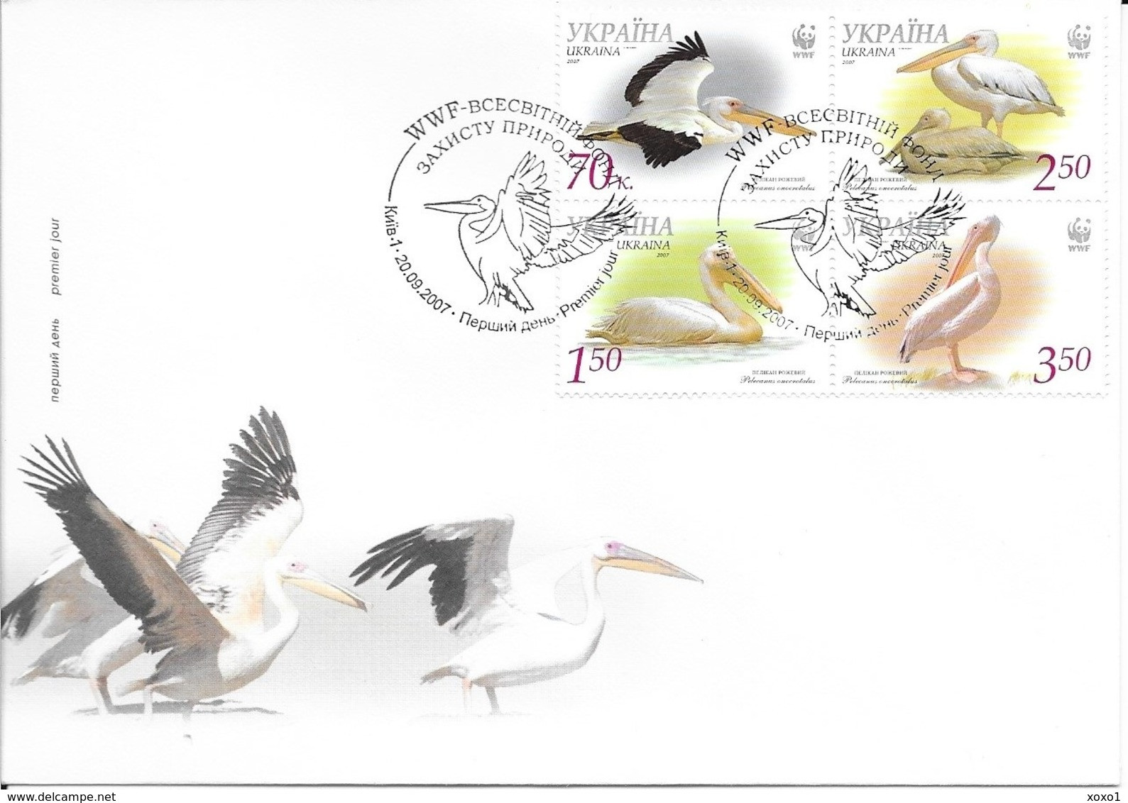 Ukraine 2007 MiNr. 897c - 900c  WWF Birds Rosapelikan Great White Pelican Local FDC 7,00 € - Lettres & Documents