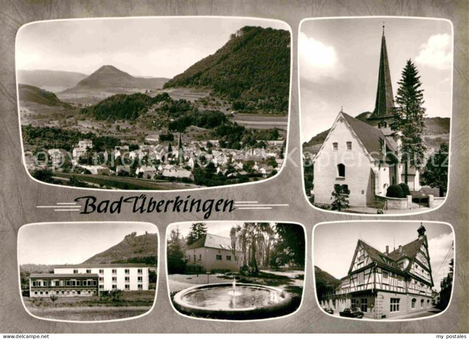 42741489 Bad Ueberkingen Panorama Kirche Brunnen Fachwerkhaus Bad Ueberkingen - Bad Überkingen