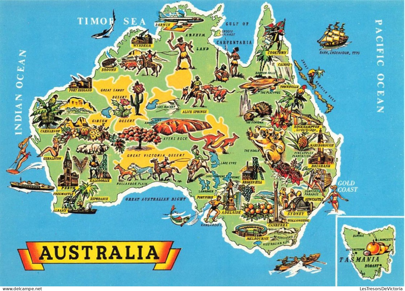CARTES GÉOGRAPHIQUES - Australie - Océan Indien - Océan Pacifique - Carte Postale Récente - Landkarten