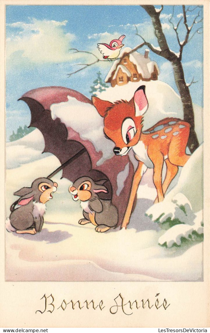 FETES ET VOEUX - Nouvel An - Bambi Et Ses Amis Jouant Dans La Neige - Colorisé - Carte Postale Ancienne - New Year