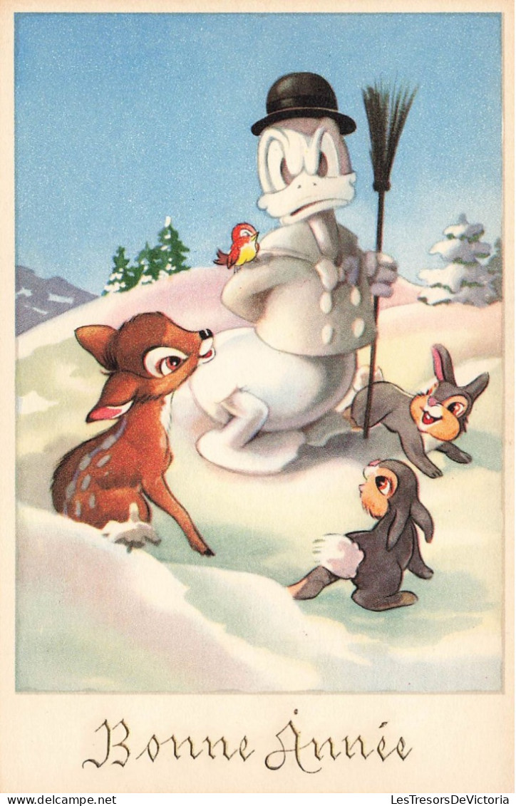 FETES ET VOEUX - Nouvel An - Bambi Et Ses Amis Faisant Une Statue De Donald - Colorisé - Carte Postale Ancienne - New Year