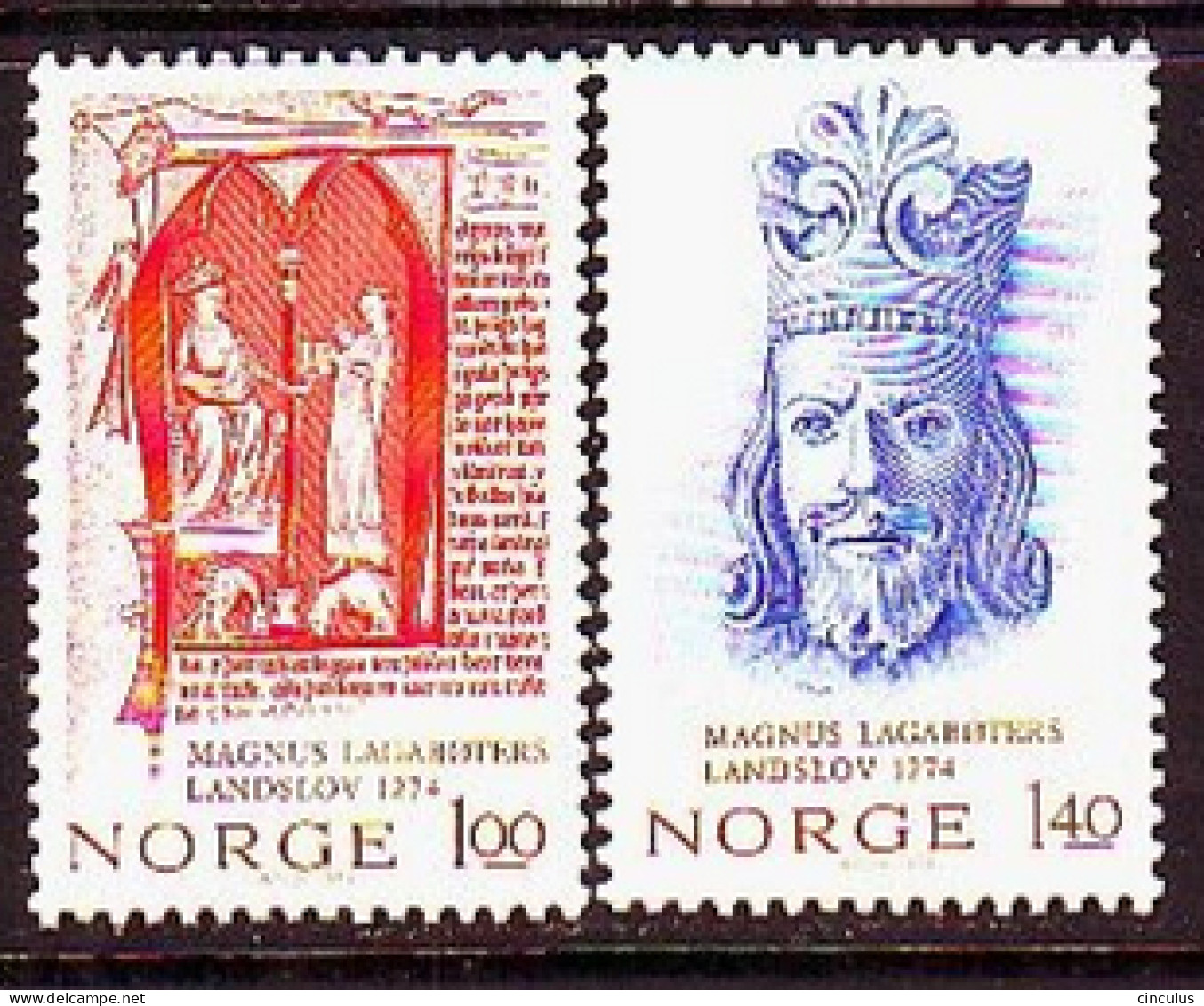 1974. Norway. Magnus Lagabøters Landslov 1274. MNH. Mi. Nr. 683-84 - Unused Stamps