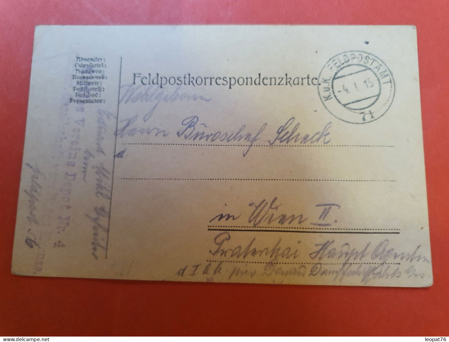 Autriche - Cachet Militaire Sur Carte En Feldpost En 1915 Pour Wien - D 205 - Lettres & Documents