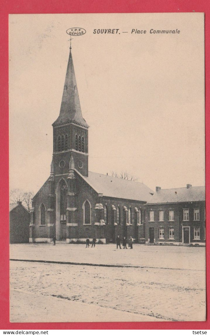 Souvret - Place Communale - 1912 ( Voir Verso ) - Courcelles