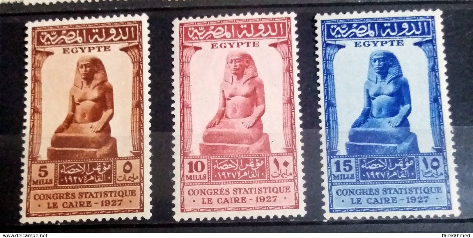 Egypt Kingdom 1927, Statistics Int. Congress, Complete Set, SG 173-175, MNH - Neufs