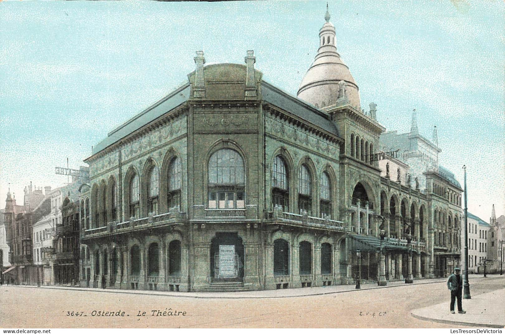 BELGIQUE - Ostende - Le Théâtre - Colorisé - Carte Postale Ancienne - Oostende