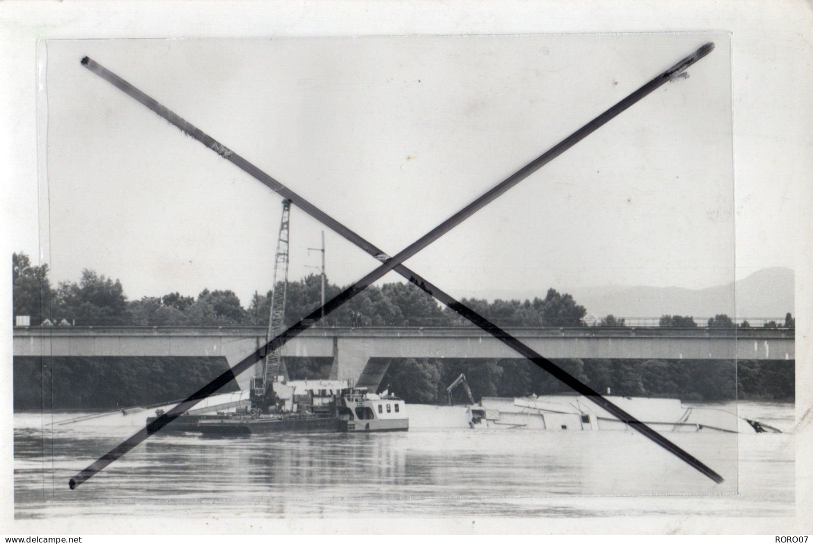 07 Ardèche Très Beau Plan La VOULTE SUR RHONE PHOTO Originale Accident De Navigation Au Niveau De La Pile Du Pont - La Voulte-sur-Rhône