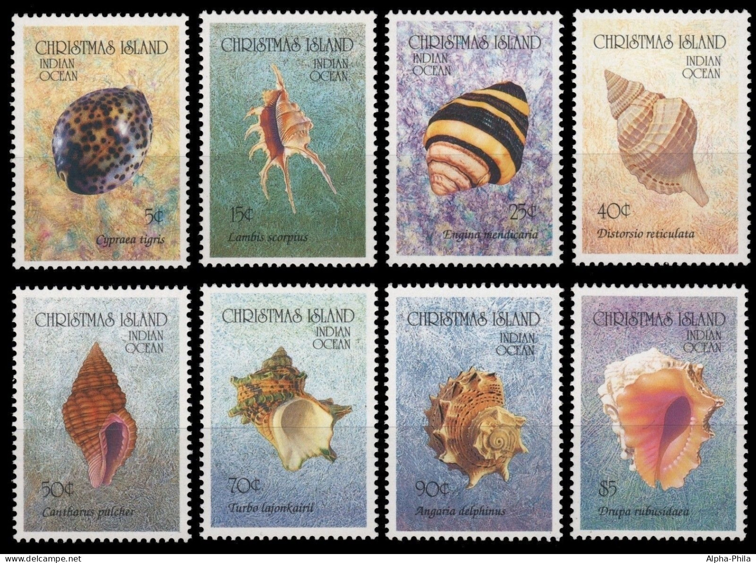 Weihnachtsinsel 1992 - Mi-Nr. 365-372 ** - MNH - Meeresschnecken / Marine Snails - Christmas Island