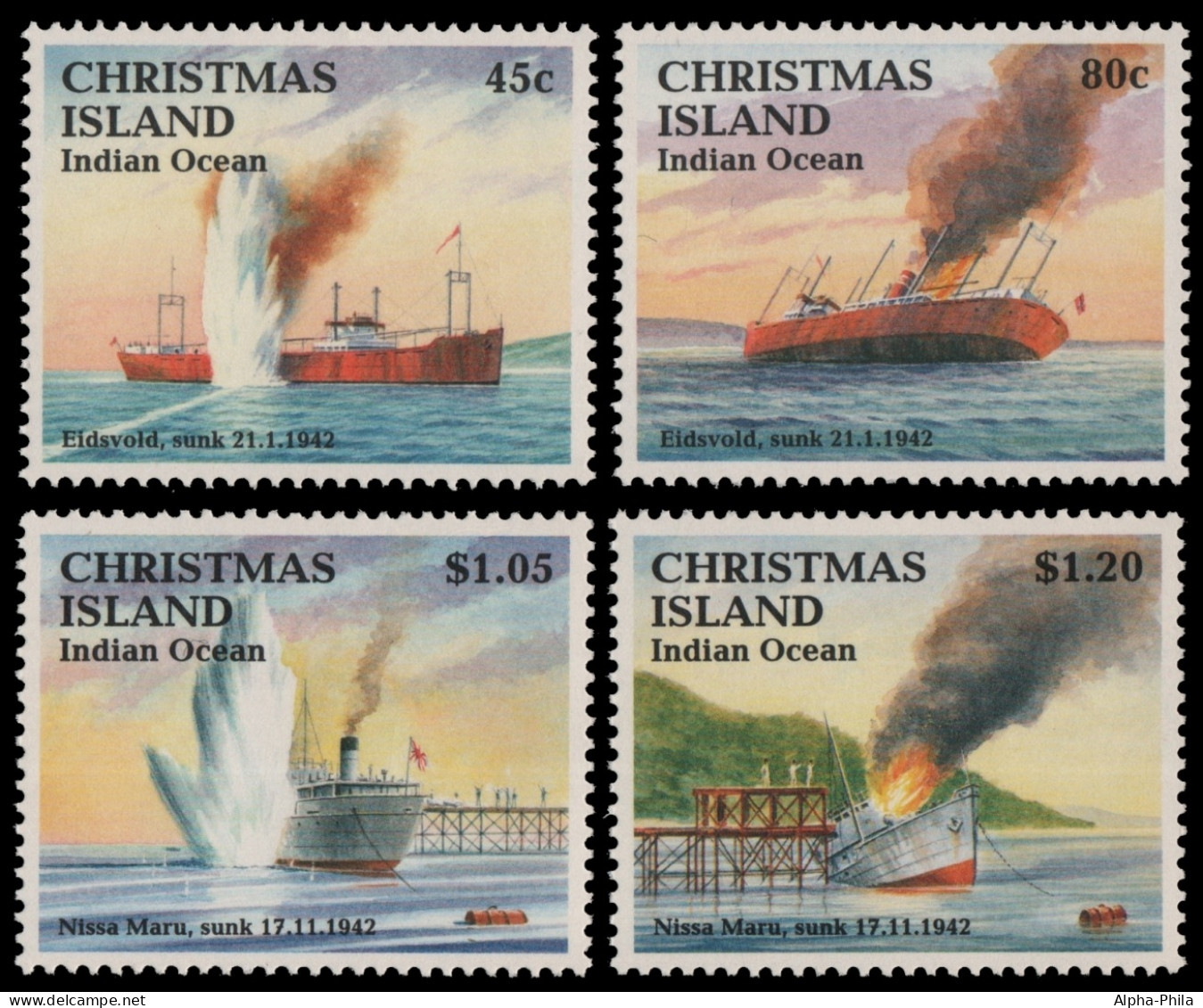 Weihnachtsinsel 1992 - Mi-Nr. 361-364 ** - MNH - Schiffe / Ships - Christmas Island