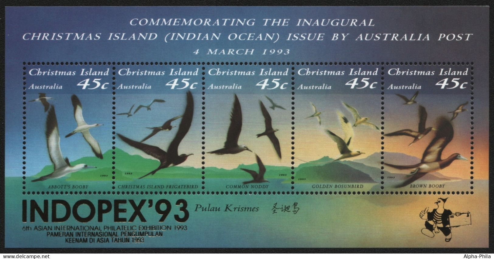 Weihnachtsinsel 1993 - Mi-Nr. Block 7 I ** - MNH - Vögel / Birds - INDOPEX '93 - Christmas Island