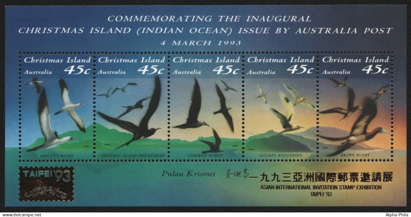 Weihnachtsinsel 1993 - Mi-Nr. Block 7 II ** - MNH - Vögel / Birds - TAIPEI '93 - Christmas Island