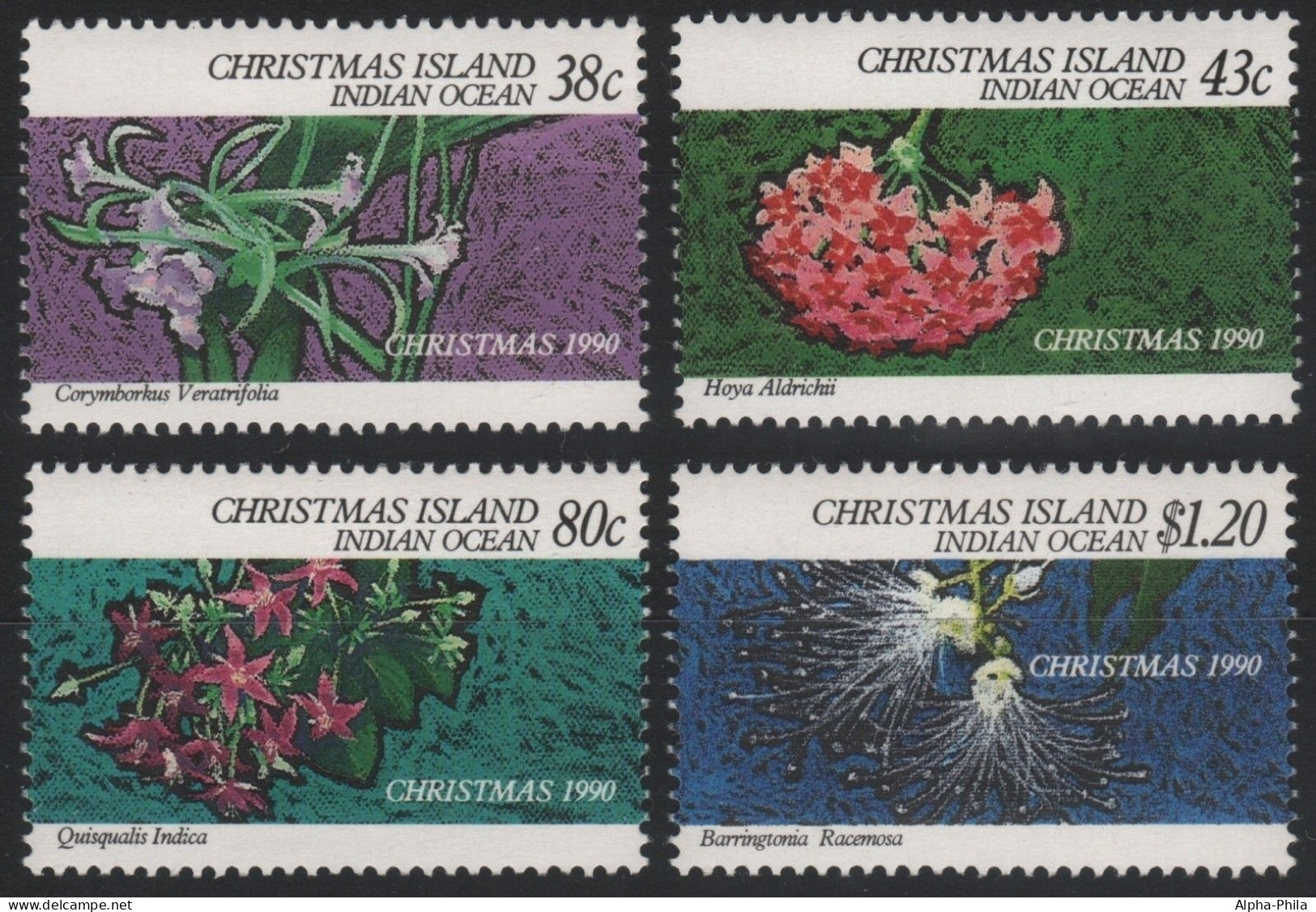 Weihnachtsinsel 1990 - Mi-Nr. 320-323 ** - MNH - Blumen / Flowers - Christmas Island