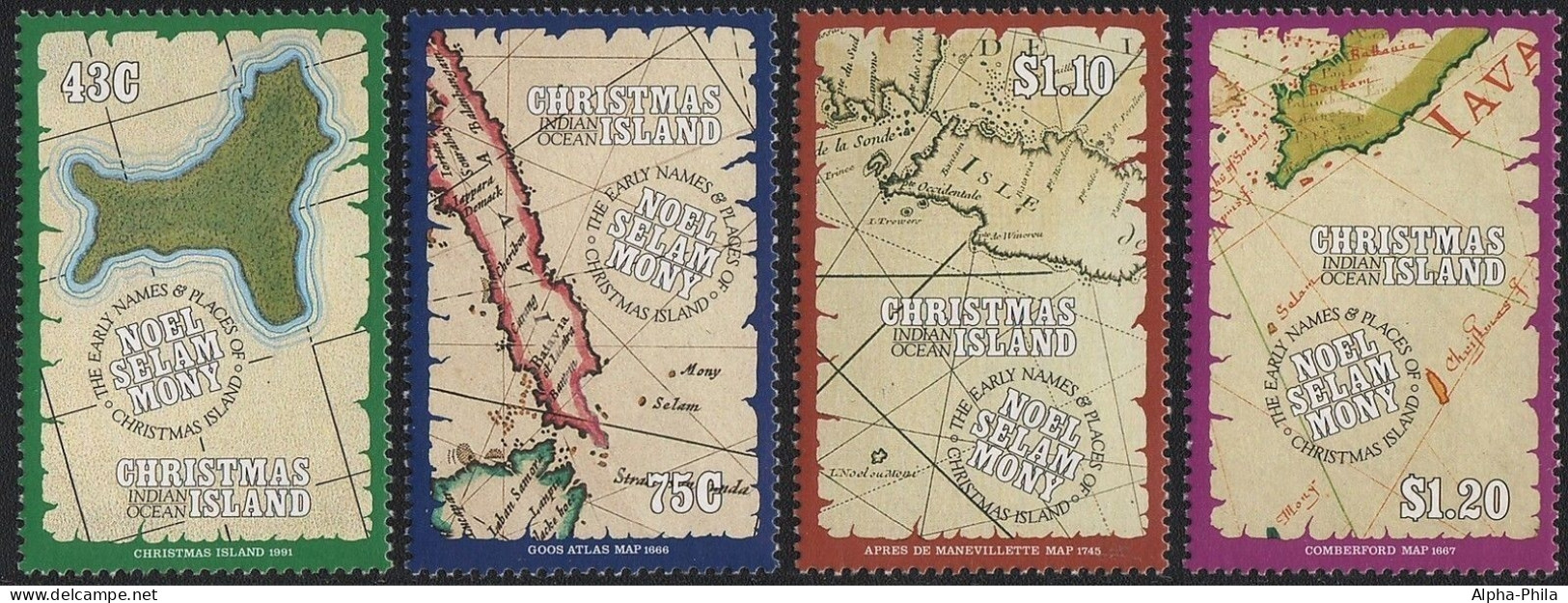 Weihnachtsinsel 1991 - Mi-Nr. 333-336 ** - MNH - Landkarte / Maps - Christmas Island