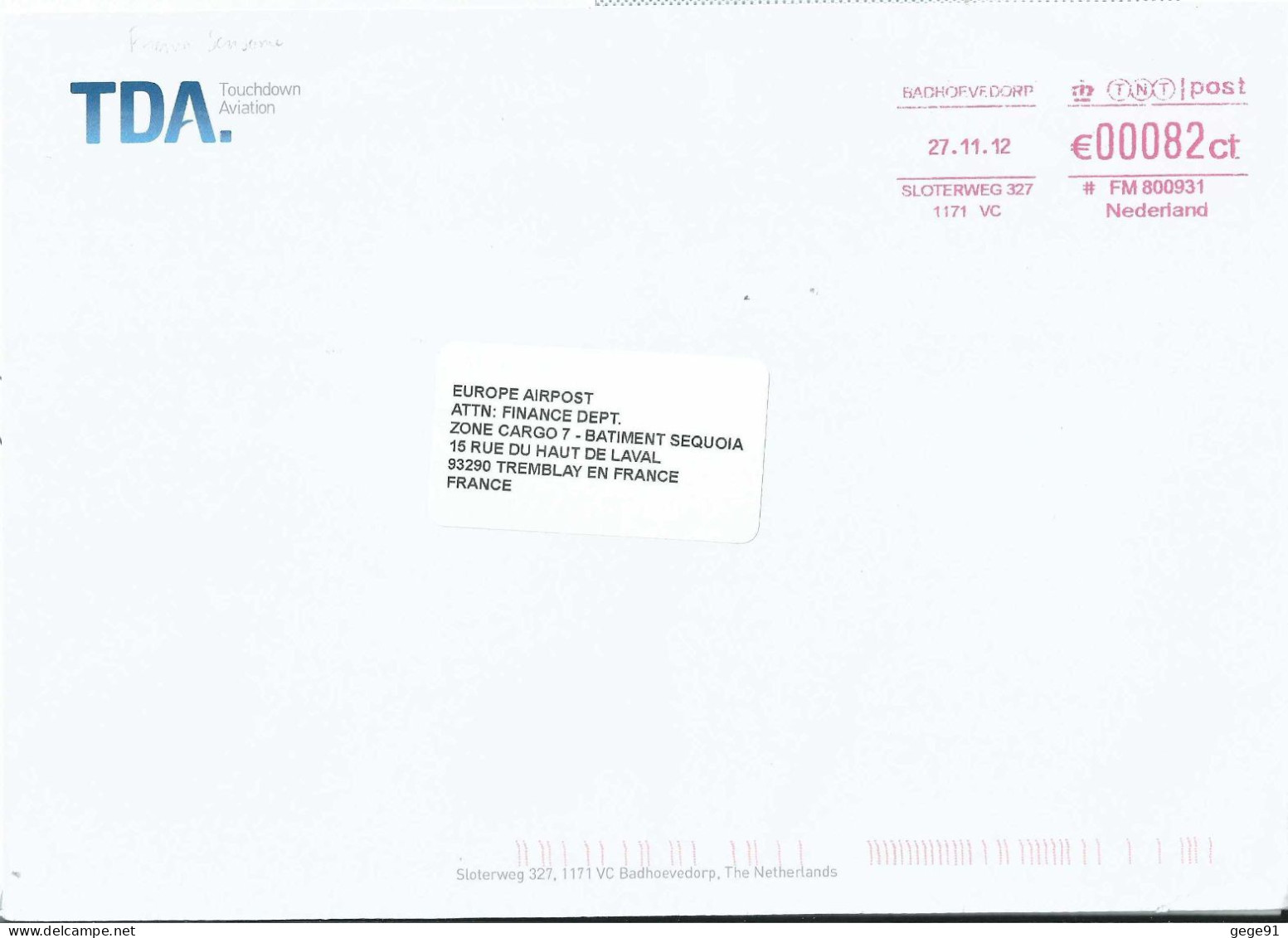 Ema Frama _ Lettre De Badhoevedorf Pour La France - Franking Machines (EMA)