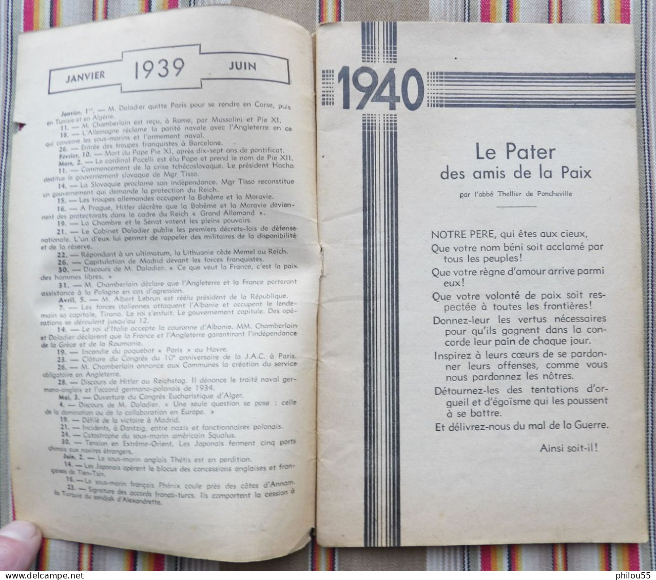 ALMANACH 1940 Peuple De FRANCE Aux ARMEES Action Populaire Ed SPES - Français