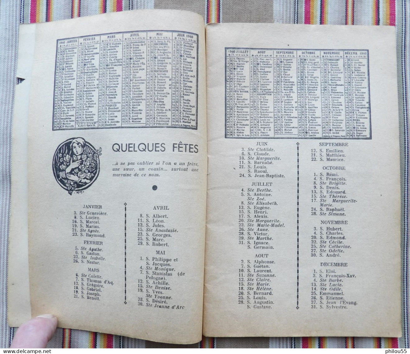 ALMANACH 1940 Peuple De FRANCE Aux ARMEES Action Populaire Ed SPES - Français