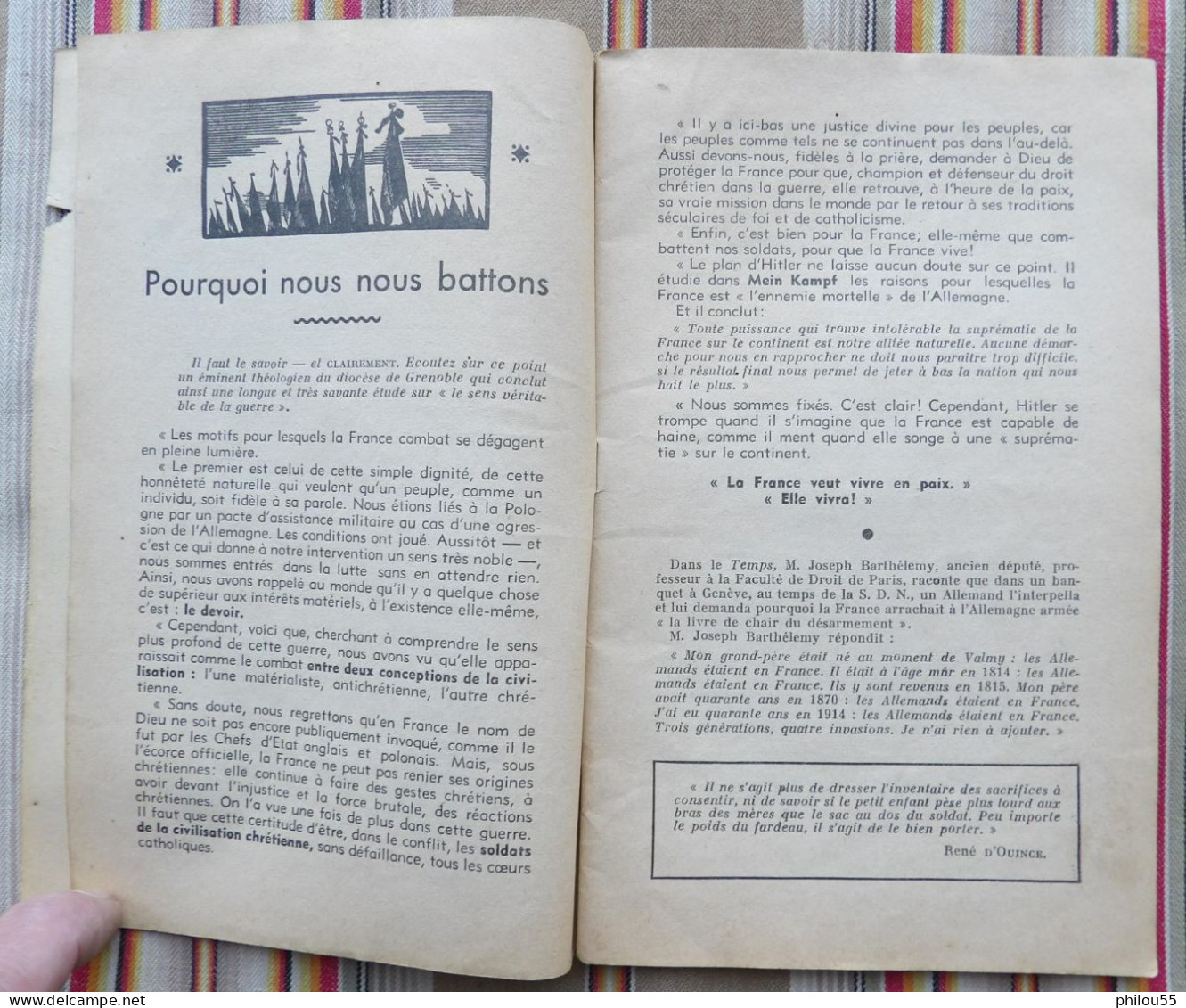 ALMANACH 1940 Peuple De FRANCE Aux ARMEES Action Populaire Ed SPES - Francese