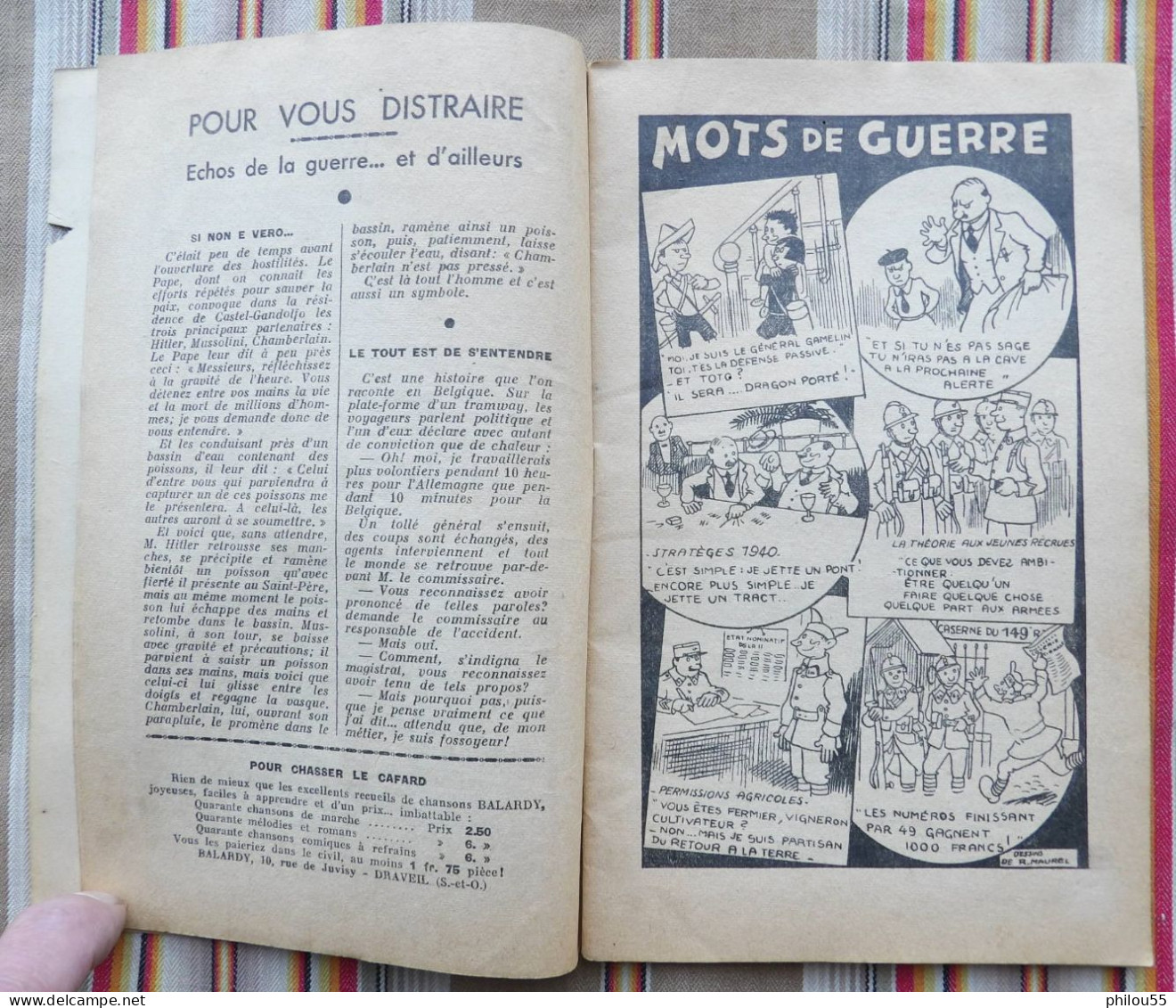 ALMANACH 1940 Peuple de FRANCE aux ARMEES Action Populaire ed SPES