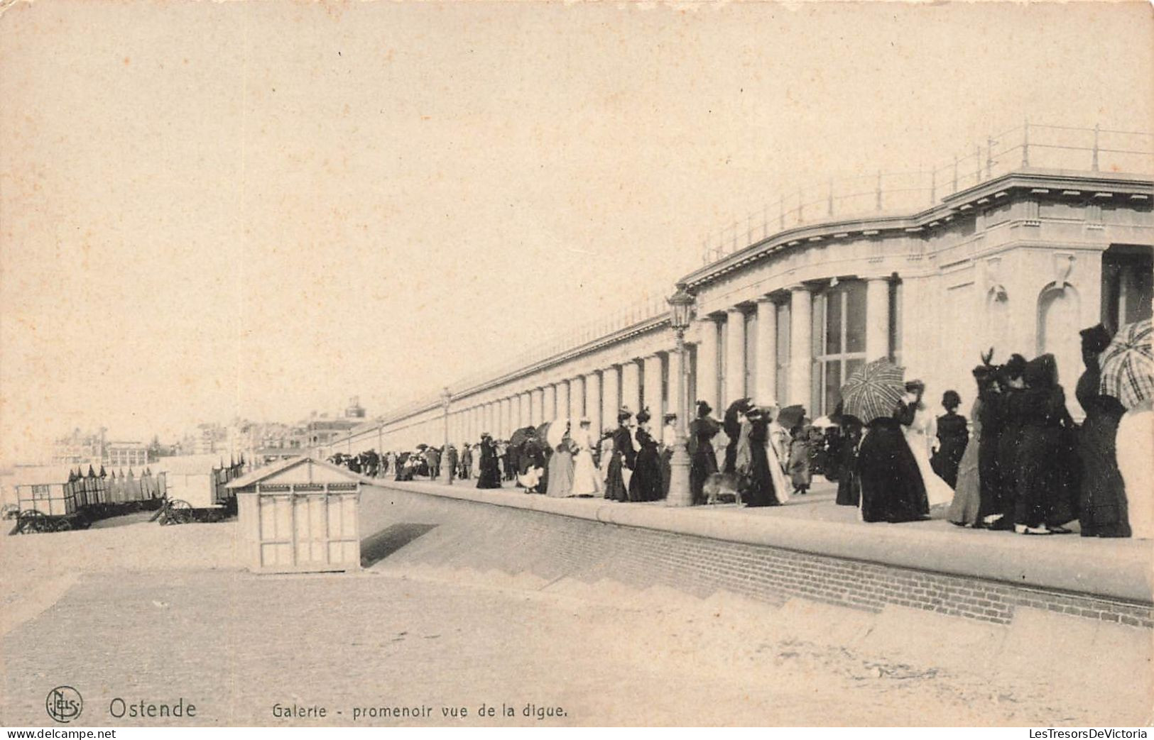 BELGIQUE - Ostende - Galerie - Promenoir Vers La Digue - Animé - Carte Postale Ancienne - Oostende