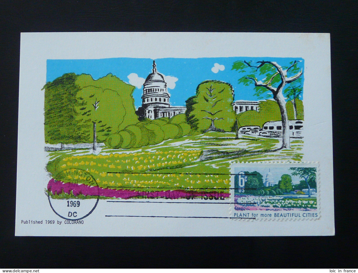 Carte Maximum Card Plant For Beautiful Cities Washington USA 1969 - Cartes-Maximum (CM)