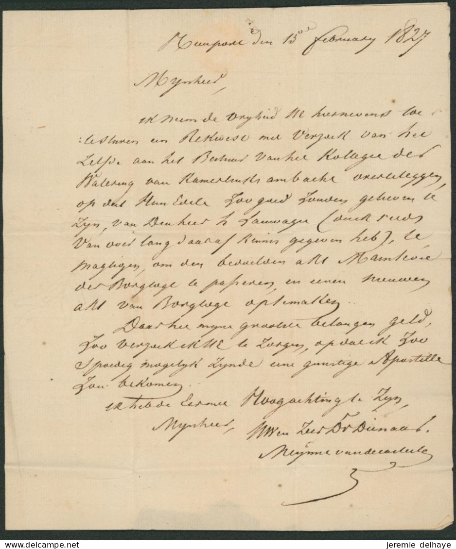 LAC Daté De Nieuport (1827) + Obl Linéaire Noir NIEUWPOORT / FRANCO (R) & Chargé > Brugge. Combinaison !! - 1815-1830 (Hollandse Tijd)