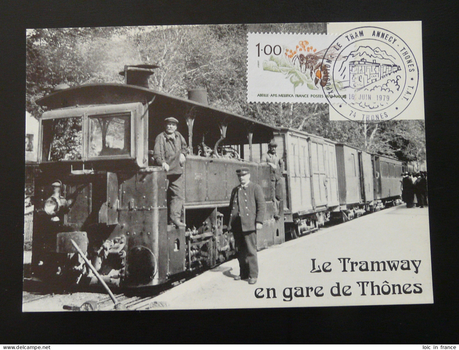 Carte Commemorative Tramway En Gare De Thones 74 Haute Savoie 1979 - Strassenbahnen