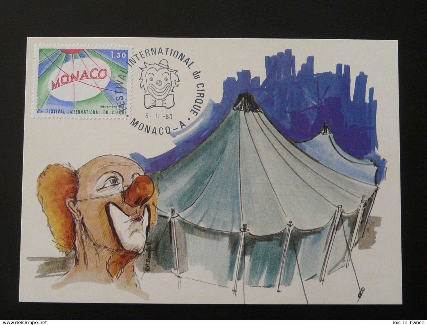 Carte Maximum Card Cirque Circus Monaco 1980 - Circus